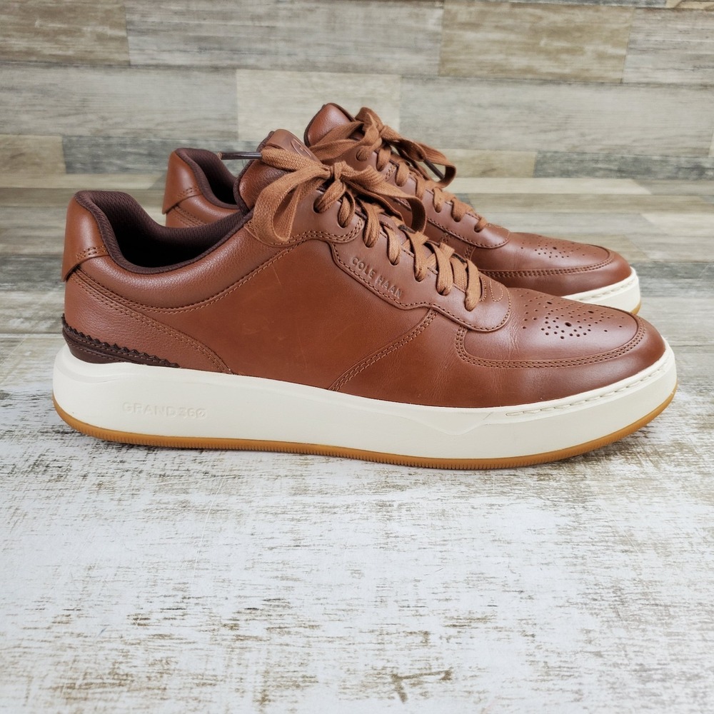 Cole Haan GrandPro Mens Shoes Sz 13 W Tennis Athletic Tan Ivory Lace-Up Sneakers